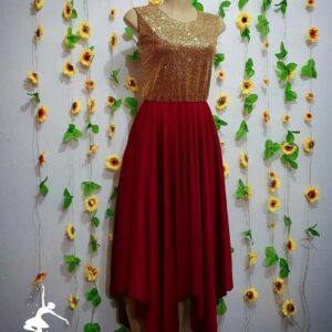 Vestido Elegance Vinho com Dourado