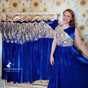 Vestido Rainha Ester Azul Royal (Midi)