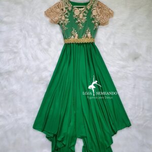 Vestido Verde Bandeira e Dourado 4 pontas