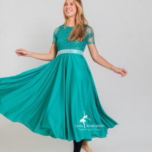 Vestido Elegance Verde Jade (com mangas)