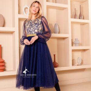 Vestido Cantares: Azul Marinho